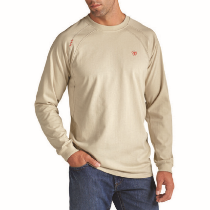 FR WORK CREW LONG SLEEVE SHIRT - 106-Bone | Ariat 10012254
