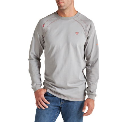 FR WORK CREW LONG SLEEVE T-SHIRT - 020-Gray | Ariat 10012258