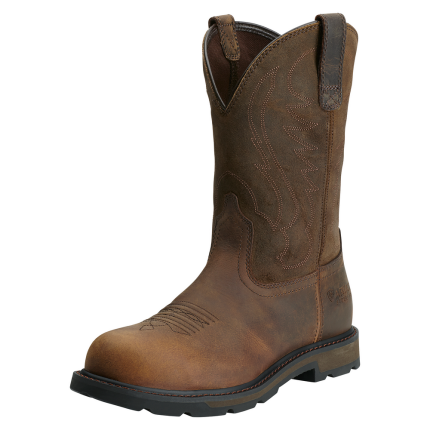 GROUNDBREAKER PULL-ON STEEL TOE LEATHER BOOT - 200-Brown | Ariat 10014241