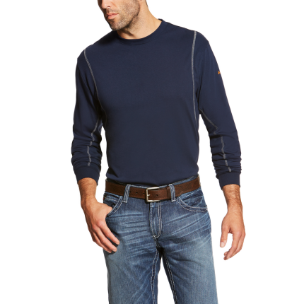 FR AC CREW LONG SLEEVE T-SHIRT - 410-Navy | Ariat 10019007