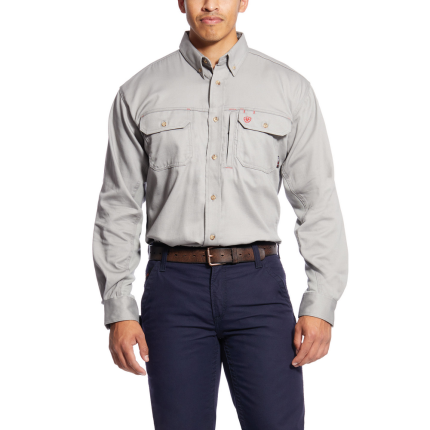 FR SOLID VENT LONG SLEEVE WORK SHIRT - 020-Gray | Ariat 10019063