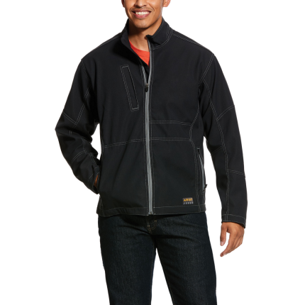 REBAR STRETCH CANVAS SOFTSHELL NYLON JACKET - 001-Black | Ariat 10020777