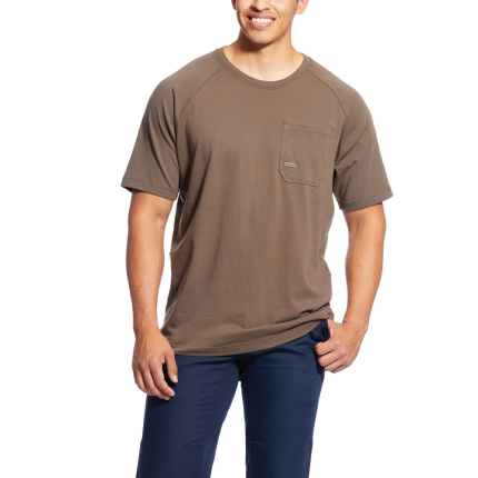 REBAR COTTON STRONG PRE-SHRUNK SHORT SLEEVE T-SHIRT - 200-Brown | Ariat 10025375