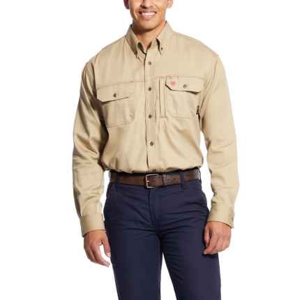 SOLID VENT FR LONG SLEEVE WORK SHIRT - 250-Beige/Khaki | Ariat 10025402