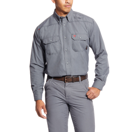 LONG SLEEVE FEATHERLIGHT FR WORK SHIRT - 020-Gray | Ariat 10025429
