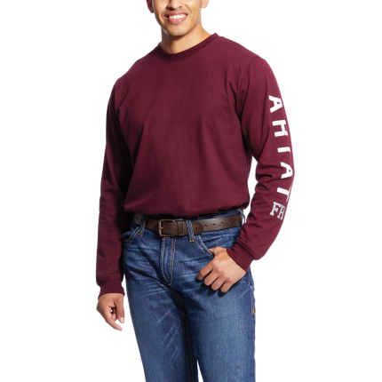FR RUFFNECK SKULL LOGO LONG SLEEVE T-SHIRT - 600-Red | Ariat 10026435