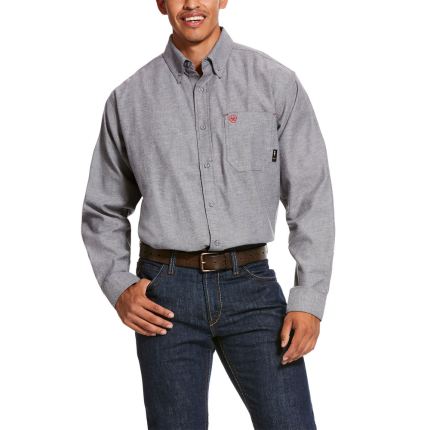 SOLID FR TWILL DURASTRETCH WORK SHIRT - 410-Navy | Ariat 10027885