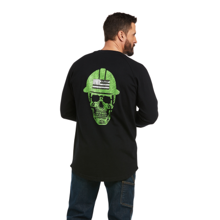 REBAR COTTON-STRONG ROUGHNECK GRAPHIC LONG-SLEEVE T-SHIRT - 001-Black | Ariat 10037654