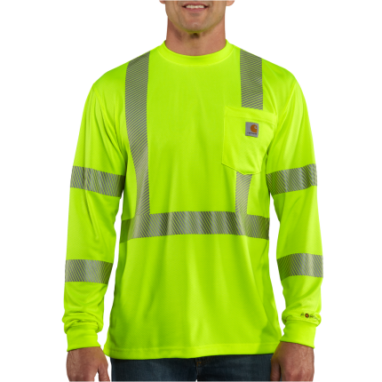 HI-VIS FORCE LONG SLEEVE CLASS 3 TEE - 323-Brite Lime | Carhartt 100496