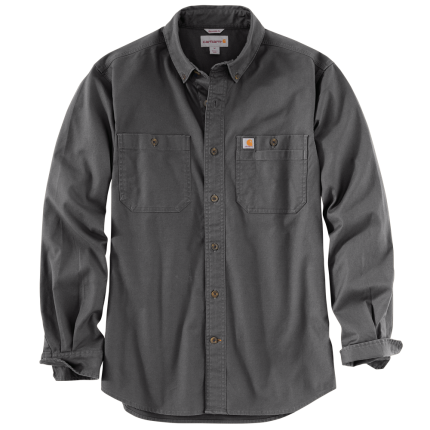 RUGGED FLEX RIGBY LONG SLEEVE WORK SHIRT - 039-Gravel | Carhartt 103554