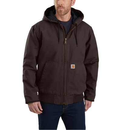 Loose Fit Washed Duck Insulated Active Jacket - DKB-Dark Brown | Carhartt 104050