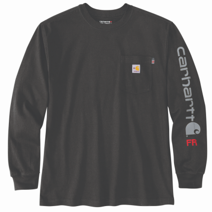 Flame Resistant Force Loose Fit Lightweight Long-Sleeve Logo Graphic T-Shirt - BLK-Black | Carhartt 104130