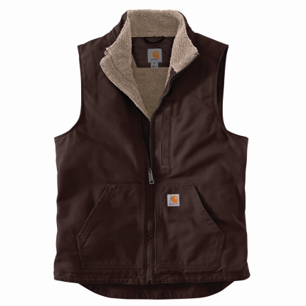 LOOSE FIT WASHED DUCK LINED MOCKNECK VEST - DKB-Dark Brown | Carhartt 104277