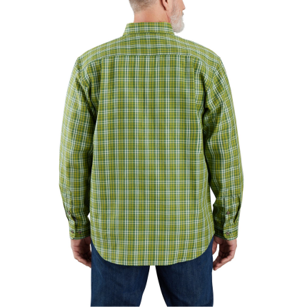 Flame Resistant Force Rugged Flex Loose Fit Midweight Twill Plaid Shirt - GH8-Chive-Mountain View | Carhartt 104507