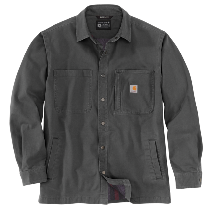 Rugged Flex Relaxed Fit Canvas Fleece-Lined Snap-Front Shirt Jac - 029-Shadow | Carhartt 105532