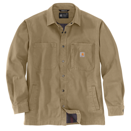 Rugged Flex Relaxed Fit Canvas Fleece-Lined Snap-Front Shirt Jac - DKH-Dark Khaki | Carhartt 105532