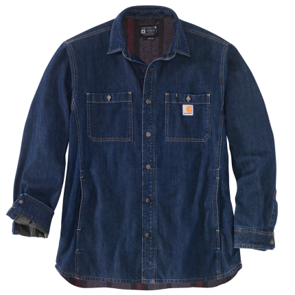 Relaxed Fit Denim Fleece Lined Snap-Front Shirt Jac - H84-Glacier | Carhartt 105605