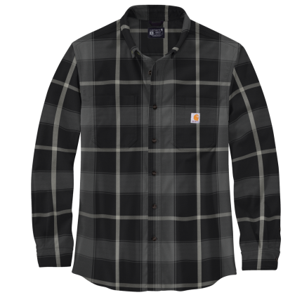 Rugged Flex Relaxed Fit Midweight Flannel Long-Sleeve Plaid Shirt - N04-Black | Carhartt 106352