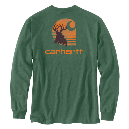 Loose Fit Heavyweight Long-Sleeve Pocket Deer Graphic T-Shirt - GI0-Frosted Balsam Heather | Carhartt 106365