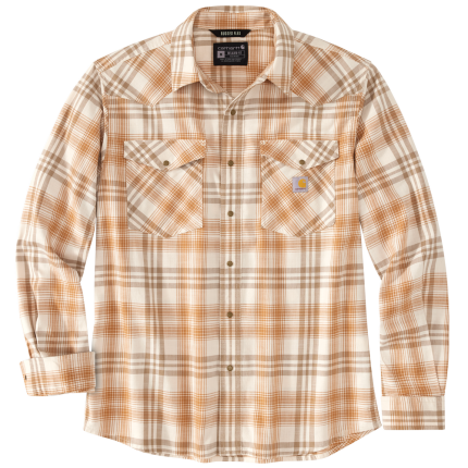 Montana Rugged Flex Relaxed Fit Lightweight Long-Sleeve Snap-Front Plaid Shirt - B81-Hickory Nut | Carhartt 106430