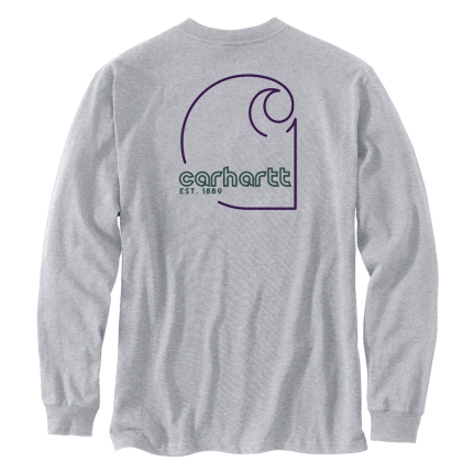 Loose Fit Heavyweight Long-Sleeve Pocket C Graphic T-Shirt - HGY-Heather Grey | Carhartt 106496