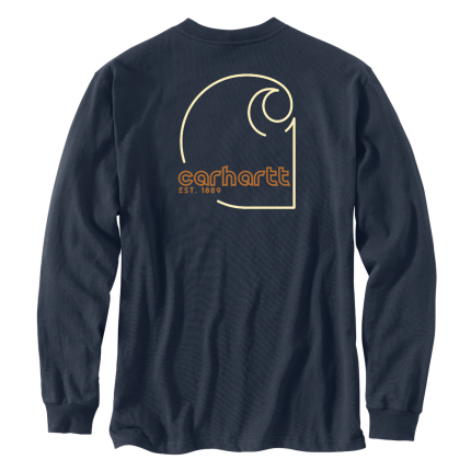 Loose Fit Heavyweight Long-Sleeve Pocket C Graphic T-Shirt - NVY-Navy | Carhartt 106496