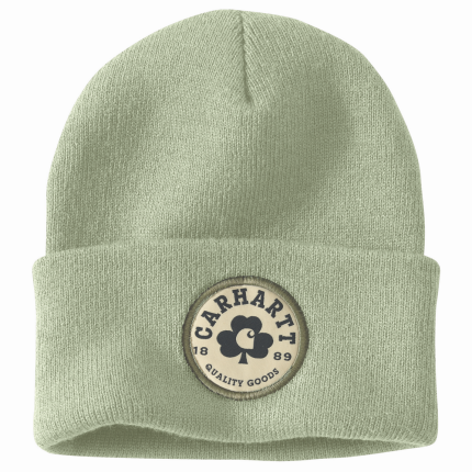 Knit Shamrock Patch Beanie - GI7-Sage | Carhartt 106736