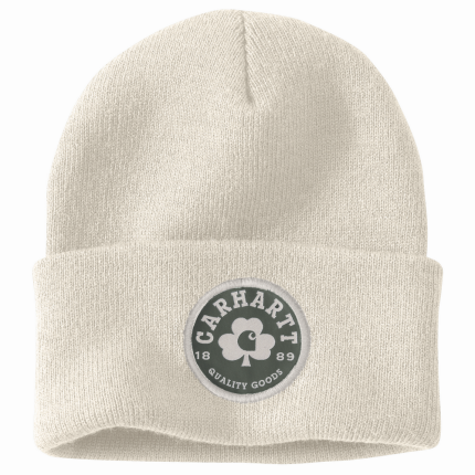 Knit Shamrock Patch Beanie - WWH-Winter White | Carhartt 106736