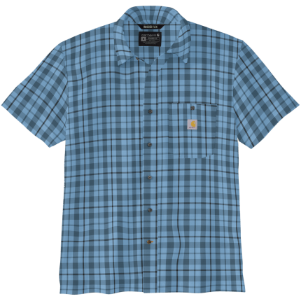 Force Sun Defender Relaxed Fit Lightweight Short-Sleeve Plaid Shirt - HK8-Storm Blue | Carhartt 106747