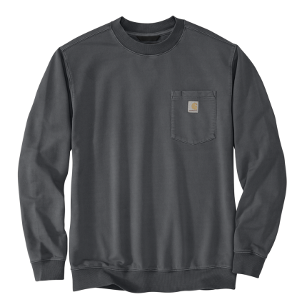 Relaxed Fit Midweight Garment Dye French Terry Crewneck Pocket Sweatshirt - 029-Shadow | Carhartt 106853