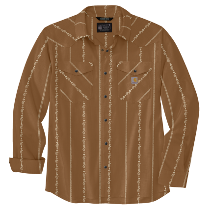 Montana Rugged Flex Relaxed Fit Lightweight Long-Sleeve Snap-Front Print Shirt - BA5-Carhartt Brown Paisley Stripe | Carhartt 106905
