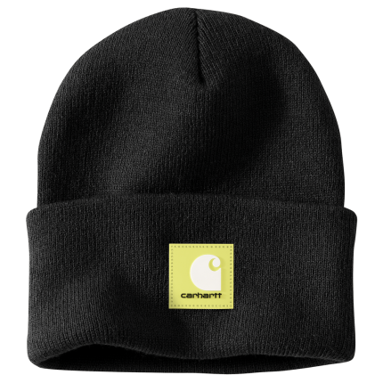 Knit Rubber Patch Beanie - BLK-Black | Carhartt 106920