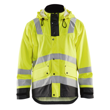HI-VIS RAIN JACKET - 3399-Yellow Black | Blaklader 43122003