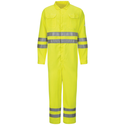 LIGHTWEIGHT HI-VIS FR DELUXE COVERALL - HV-Yellow Green | Bulwark CMD8