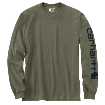Loose Fit Heavyweight Long-Sleeve Logo Sleeve Graphic T-Shirt - DOV-Dusty Olive | Carhartt K231