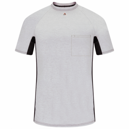 FR SHORT SLEEVE BASELAYER WITH MESH GUSSET AND POCKET - GY-Grey | Bulwark MPS4
