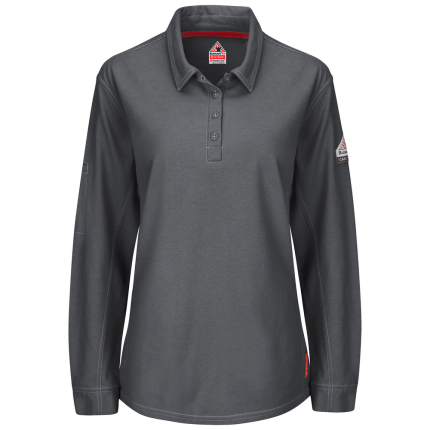 IQ SERIES LONG SLEEVE FR POLO - CH-Charcoal | Bulwark QT15