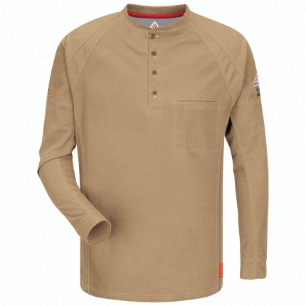 IQ SERIES COMFORT KNIT FR HENLEY - KH-Khaki | Bulwark QT20