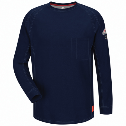 IQ SERIES FR LONG SLEEVE COMFORT KNIT T-SHIRT - DB-Dark Blue | Bulwark QT32