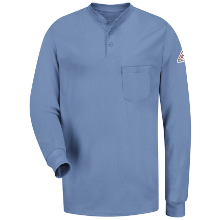 LONG SLEEVE FR LIGHTWEIGHT HENLEY - LB-Light Blue | Bulwark SEL2