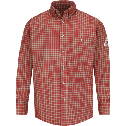 EXCEL FR PLAID DRESS SHIRT - RK-Red Khaki Plaid | Bulwark SLG8