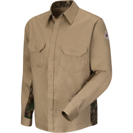 LIGHTWEIGHT FR CAMO UNIFORM SHIRT - KH-Khaki | Bulwark SLU4