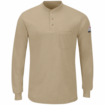 LONG SLEEVE FR HENLEY SHIRT - KH-Khaki | Bulwark SML8