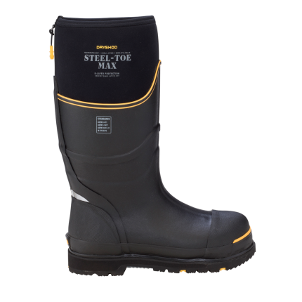 MEN'S STEEL TOE MAX BOOT - BK-Black & Yellow | Dryshod STMUHBK