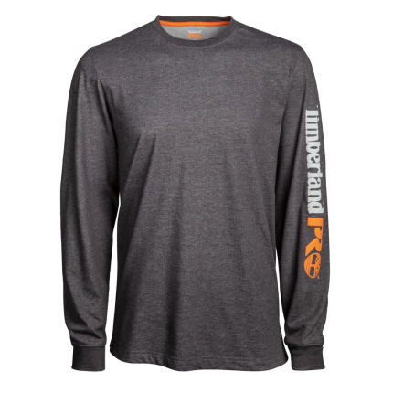 LONG SLEEVE BASE PLATE LOGO WICKING T-SHIRT - 013-Dark Charcoal Heather | Timberland PRO TB0A1OZ8