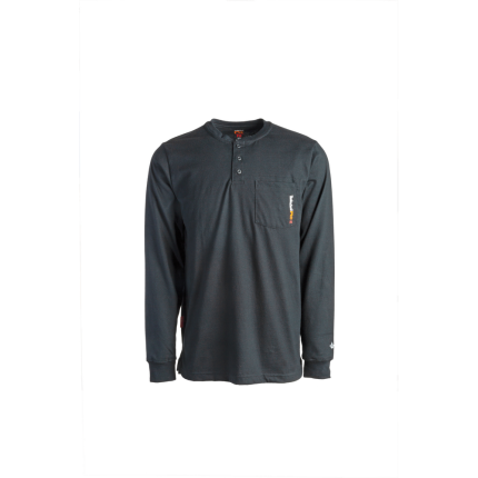 FLAME RESISTANT COTTON CORE LONG SLEEVE HENLEY WITH POCKET - 001-Black | Timberland PRO TB0A23P4